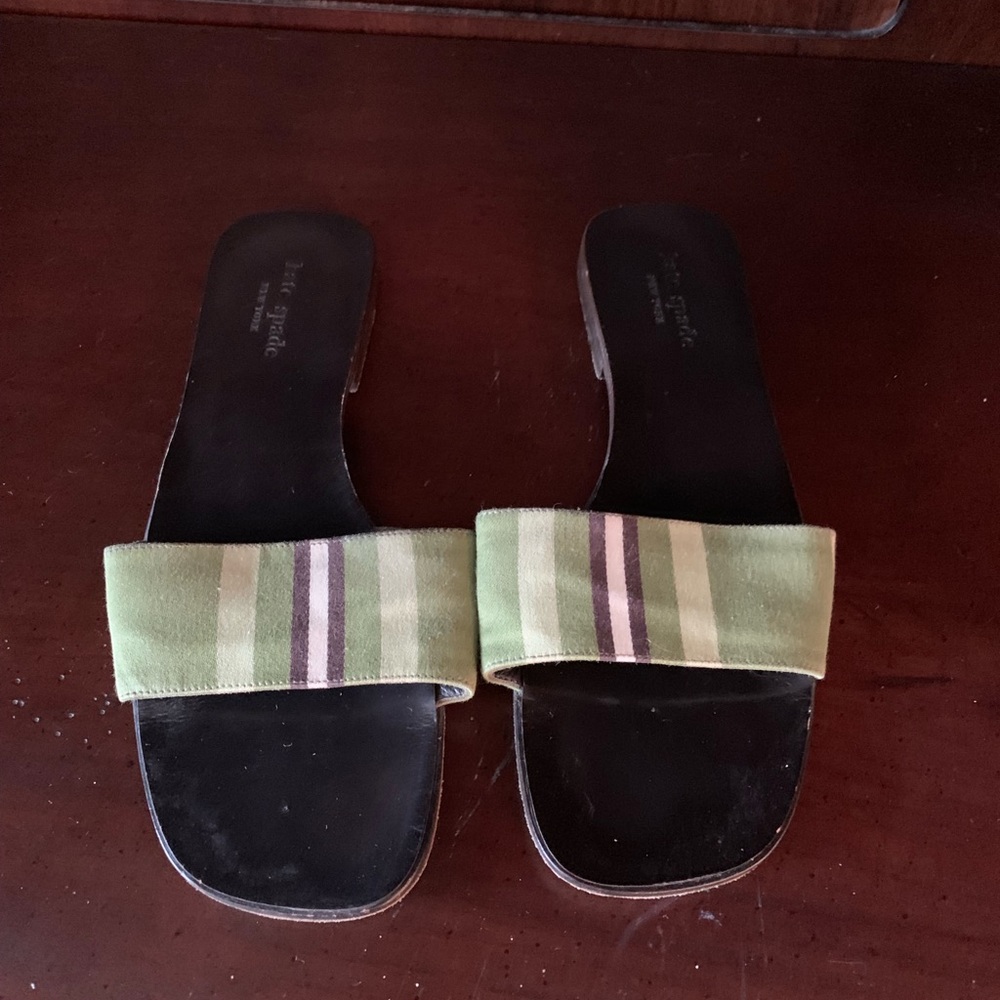 kate spade Green Stripe Slide Sandals